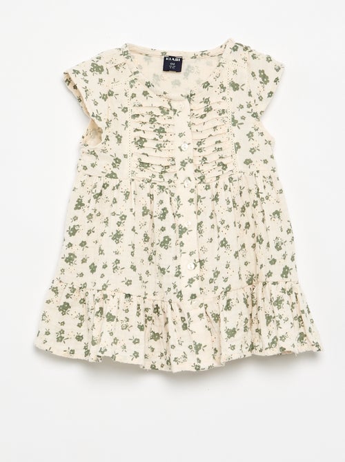 Jurk met korte mouwen en broderie anglaise - Kiabi