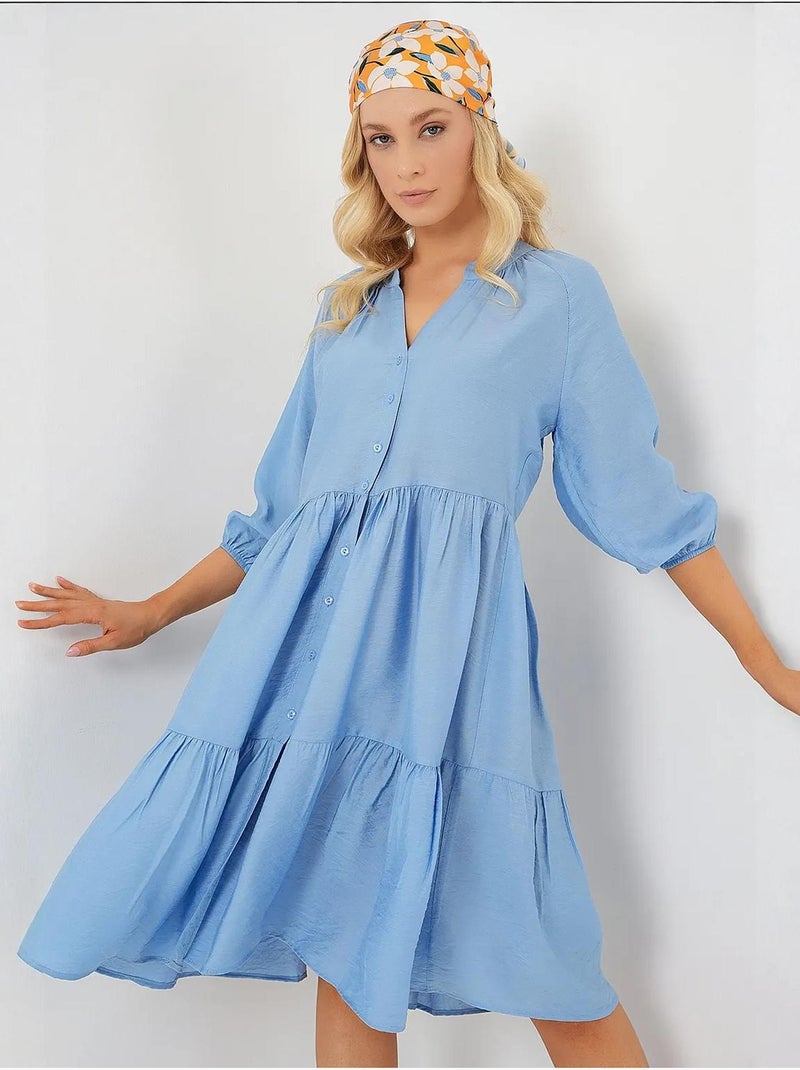 Jurk met korte mouwen en knopen bdart Blauw - Kiabi