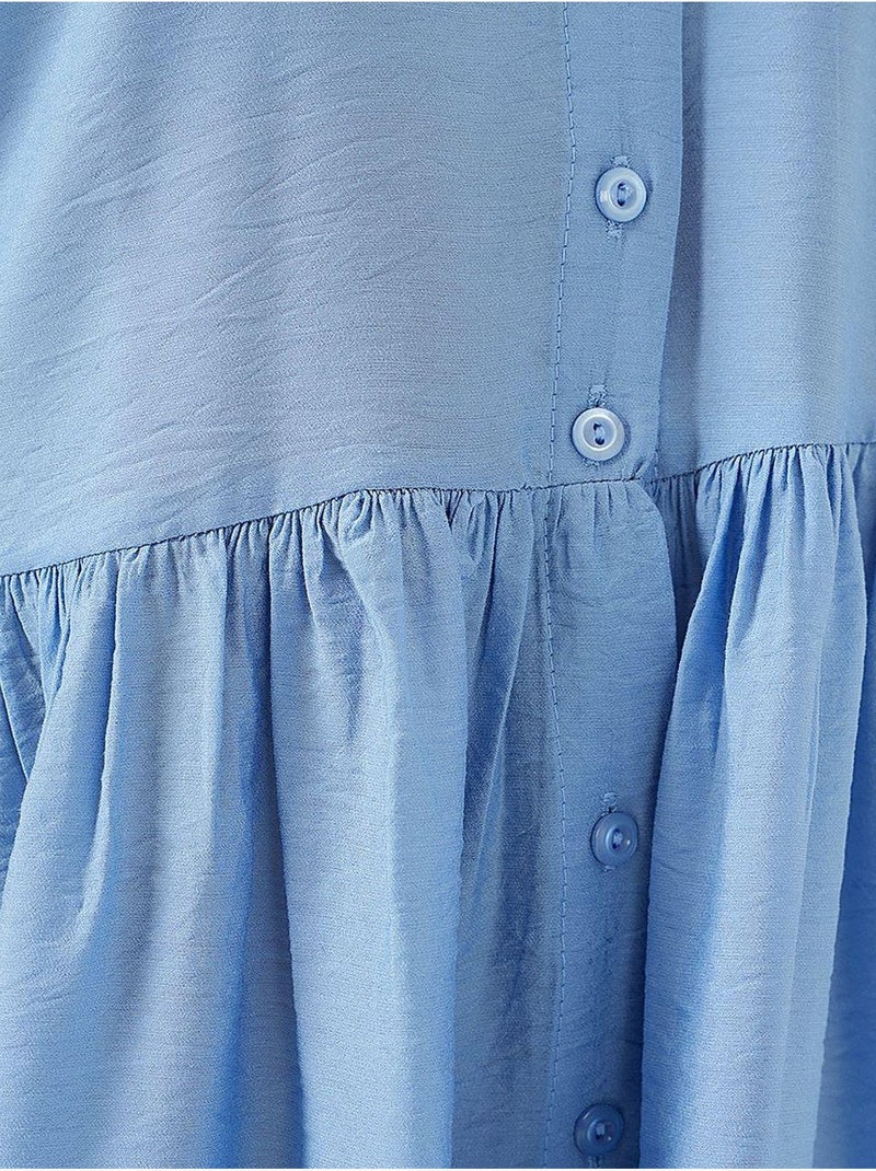 Jurk met korte mouwen en knopen bdart Blauw - Kiabi