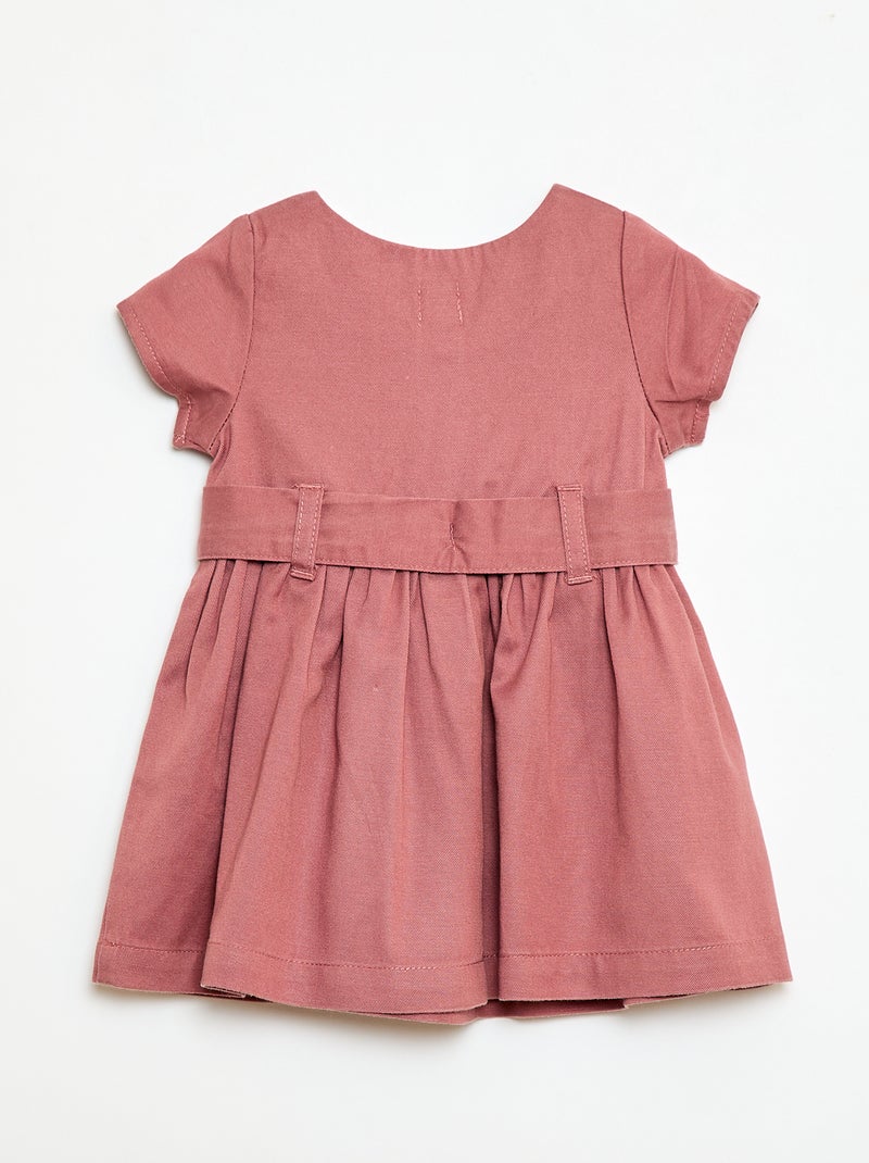 Jurk met korte mouwen en strikceintuur Rose - Kiabi
