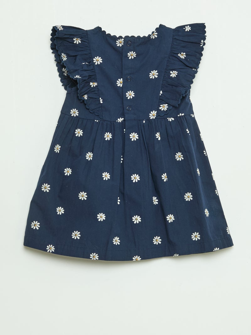 Jurk met korte mouwen en volants Blauw - Kiabi