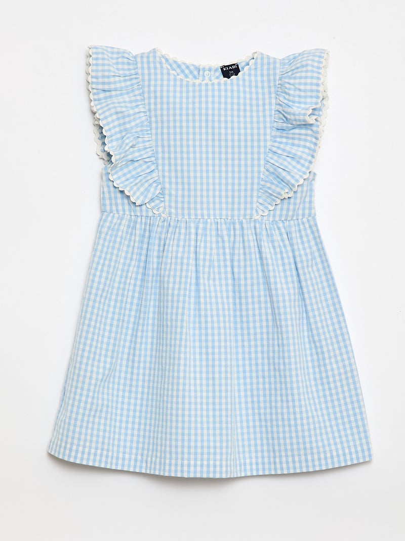 Jurk met korte mouwen en volants Blauw - Kiabi