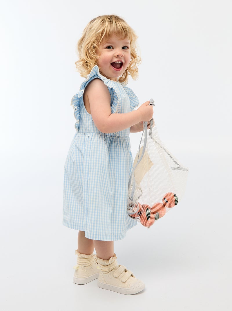 Jurk met korte mouwen en volants Blauw - Kiabi