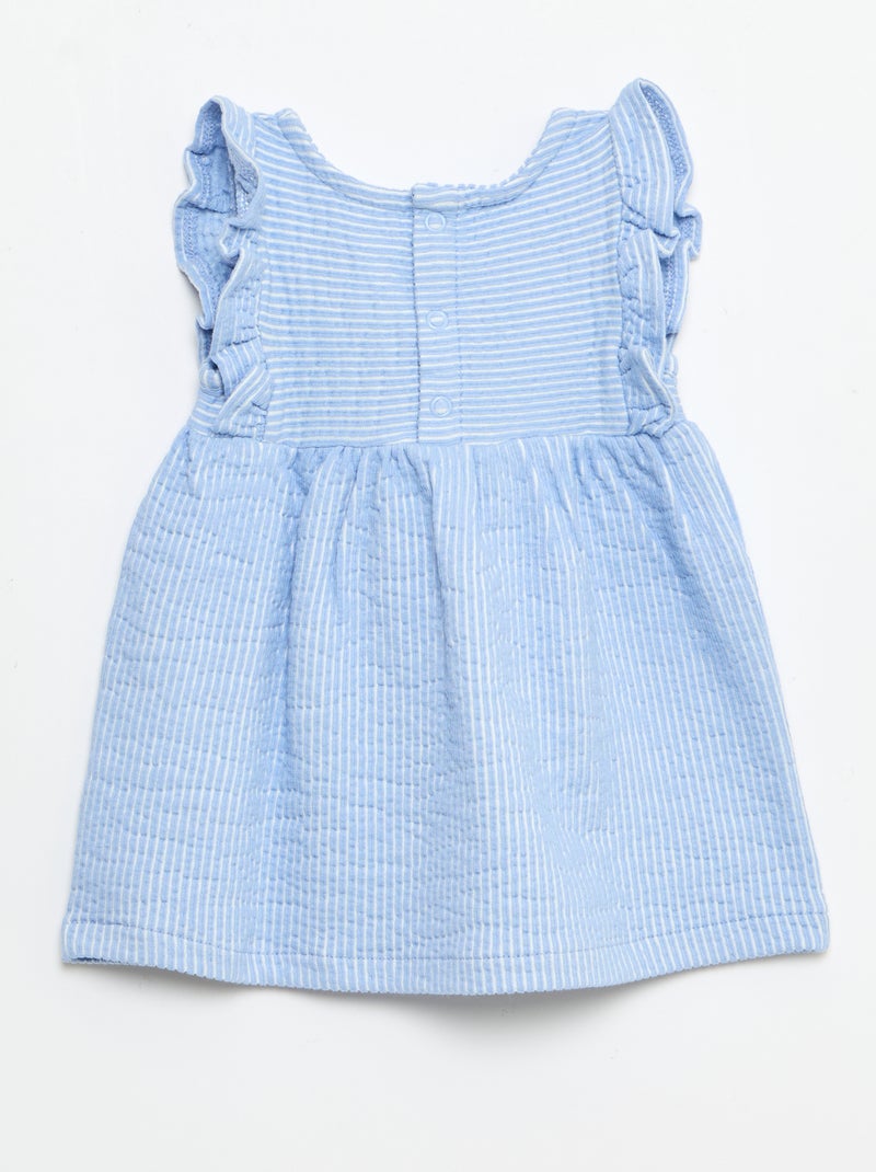 Jurk met korte mouwen van geribde stof Blauw - Kiabi