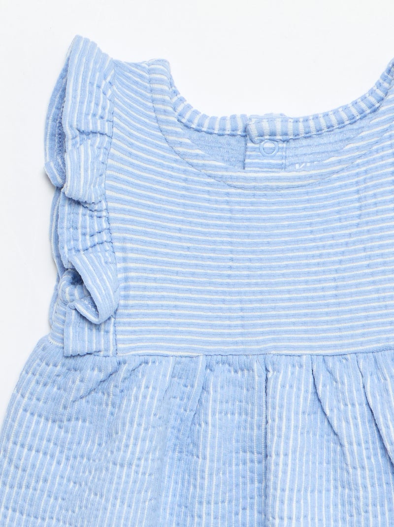 Jurk met korte mouwen van geribde stof Blauw - Kiabi
