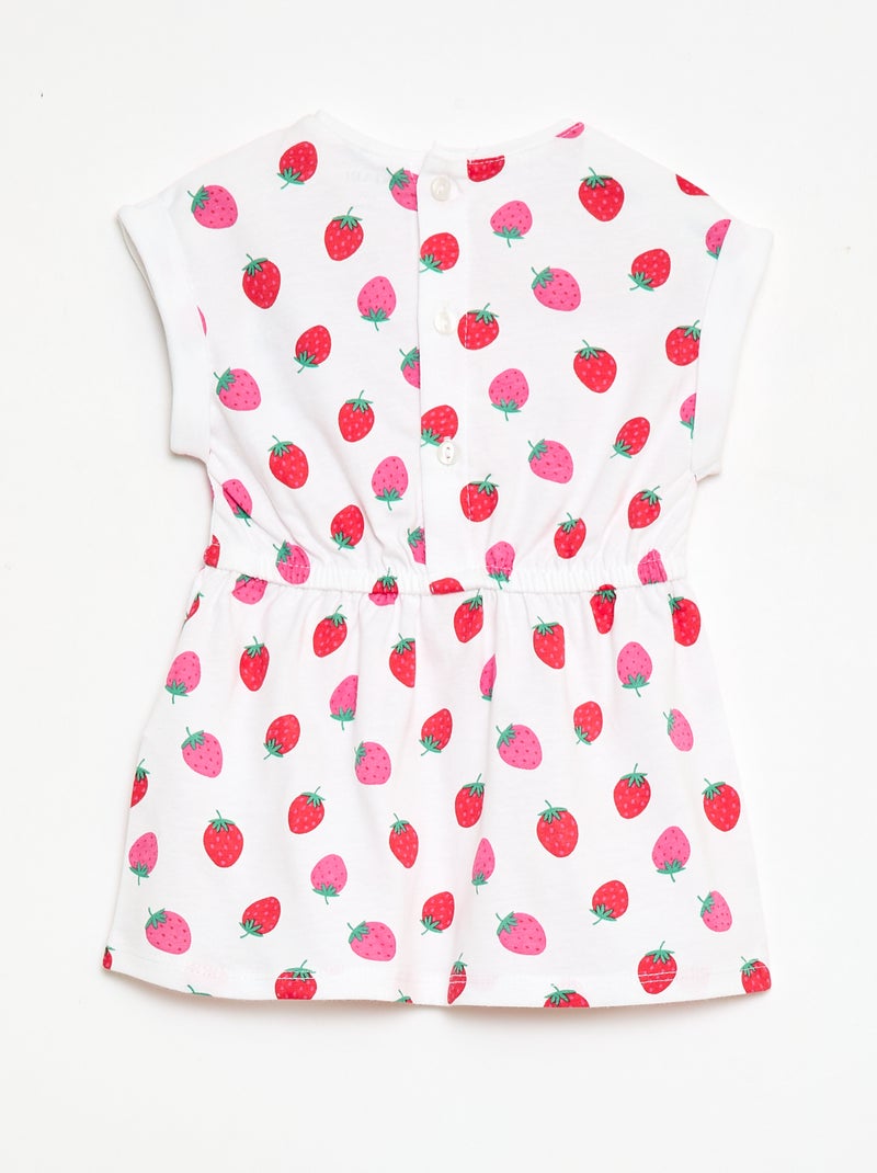 Jurk met korte mouwen van katoenen jersey Wit - Kiabi