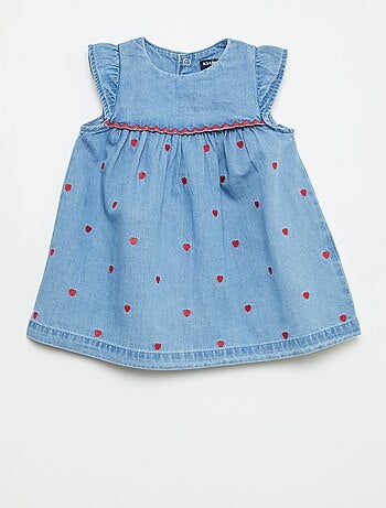 Jurk met korte mouwen van licht denim