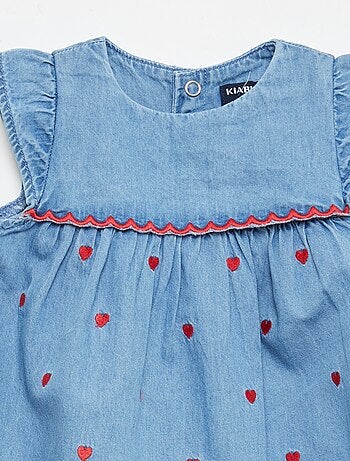 Jurk met korte mouwen van licht denim