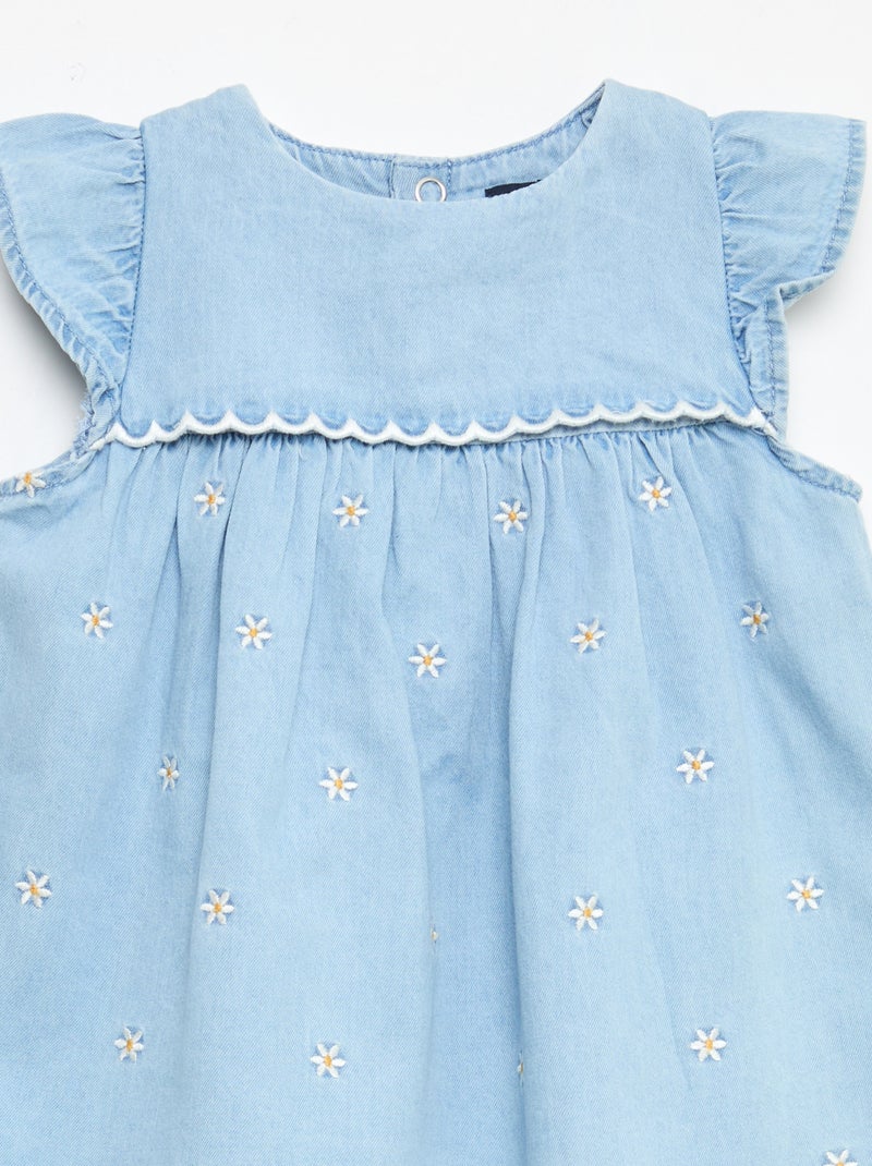 Jurk met korte mouwen van licht denim Blauw - Kiabi