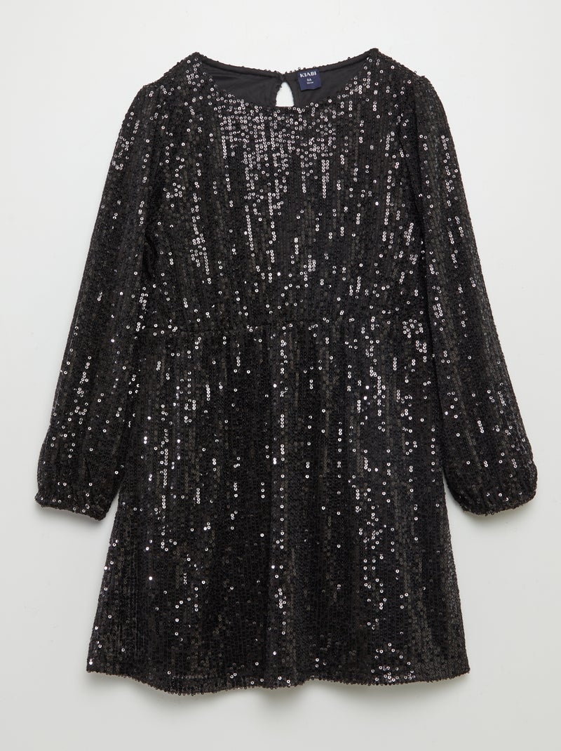 Jurk met lovertjes + bijpassende scrunchie ZWART - Kiabi