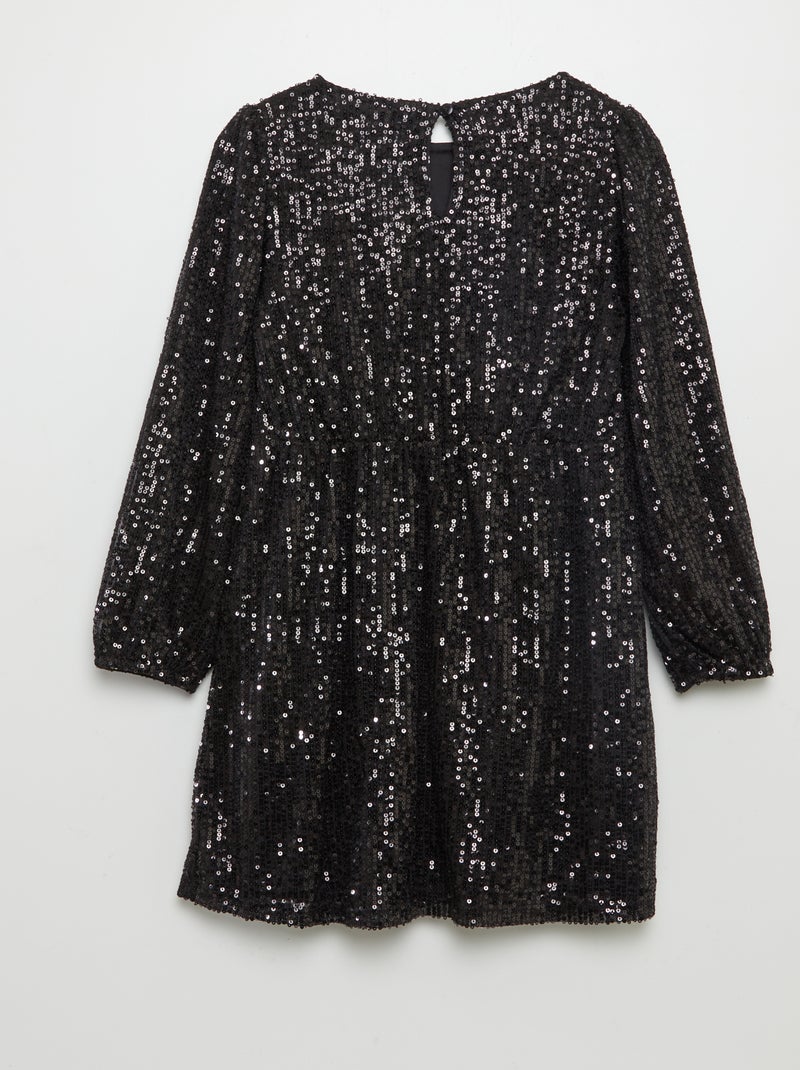 Jurk met lovertjes + bijpassende scrunchie ZWART - Kiabi