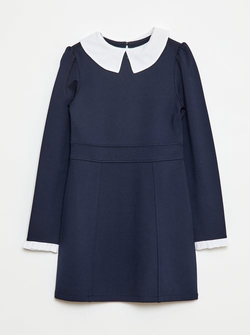 Jurk met plooien, lange mouw en peterpankraagje - Kiabi