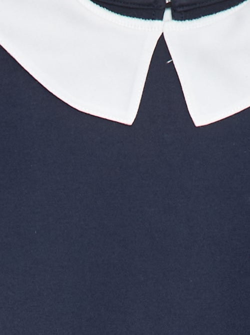 Jurk met plooien, lange mouw en peterpankraagje - Kiabi