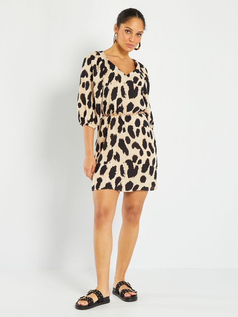 Dames gestreepte romper mini-jurk met pofmouwen, korte jumpsuit