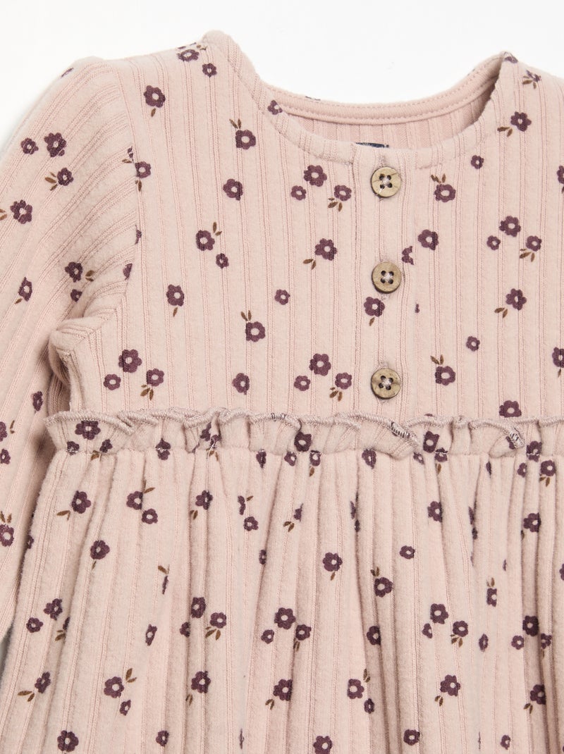 Jurk met print van zacht breisel Roze - Kiabi
