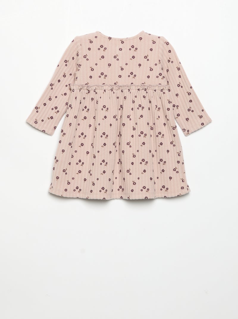 Jurk met print van zacht breisel Roze - Kiabi