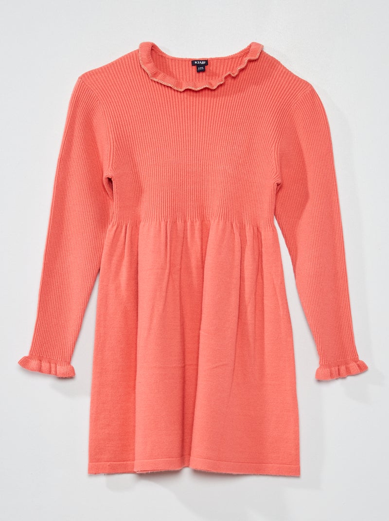 Jurk met ribbeltextuur roze - Kiabi