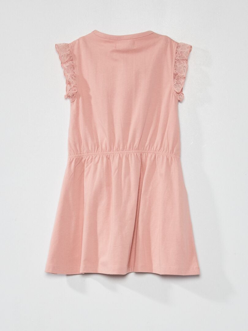 Jurk met ronde hals en kant roze - Kiabi