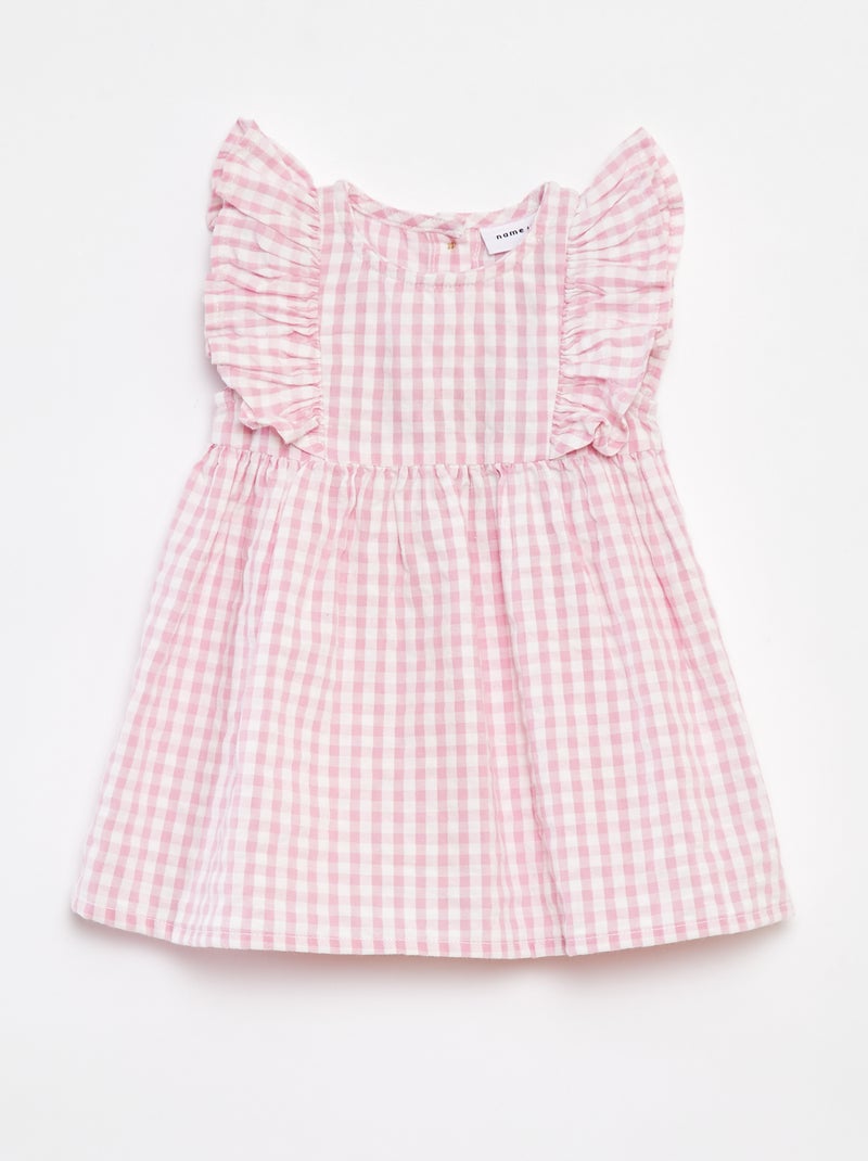 Jurk met ruches en vichyruitjes 'Name It' ROSE - Kiabi