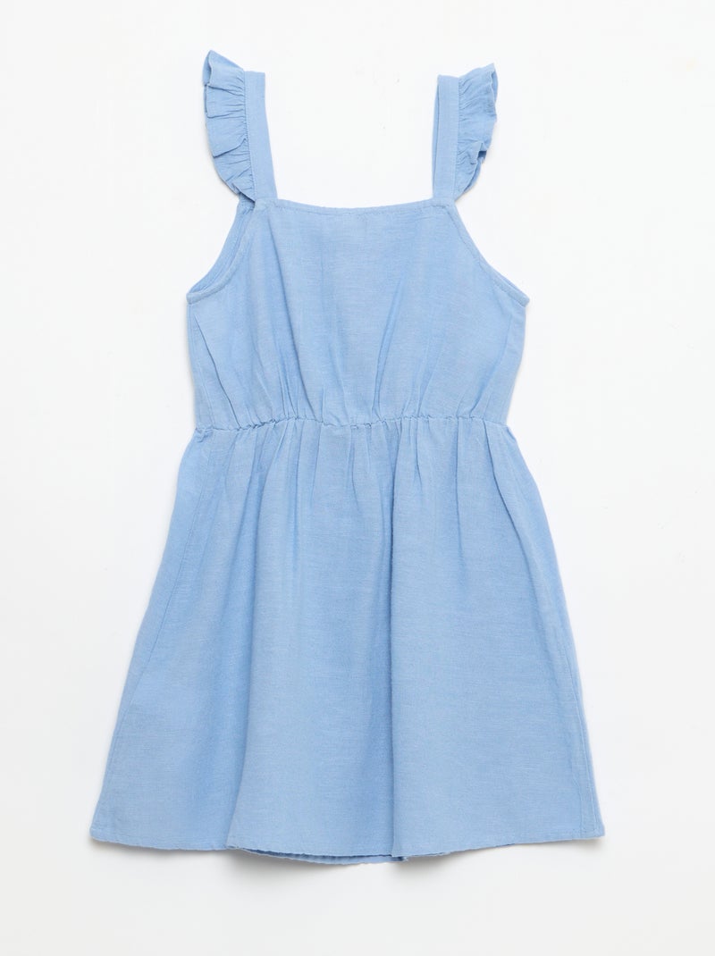 Jurk met schouderbandjes met ruches Blauw - Kiabi