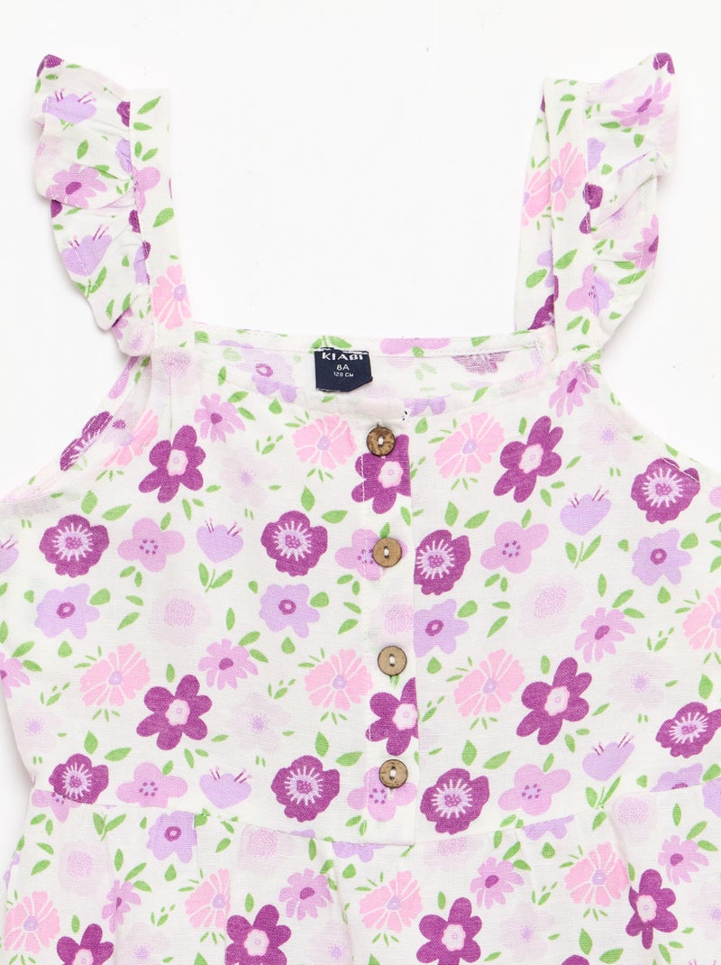 Jurk met schouderbandjes met ruches Wit - Kiabi