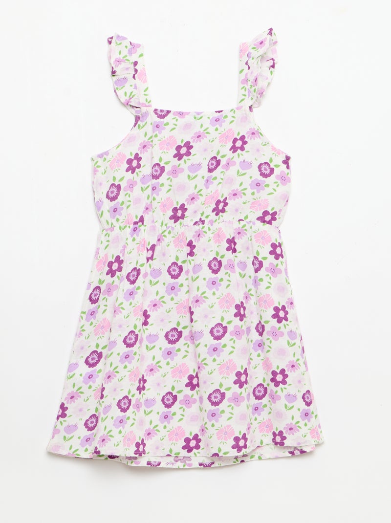 Jurk met schouderbandjes met ruches Wit - Kiabi