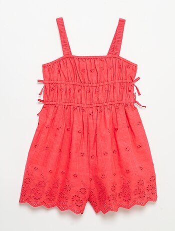 Jurk met smalle bandjes en all-over geborduurde motieven