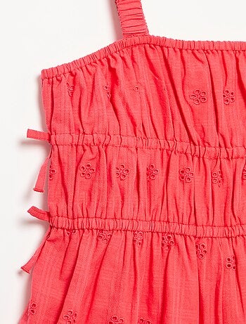 Jurk met smalle bandjes en all-over geborduurde motieven