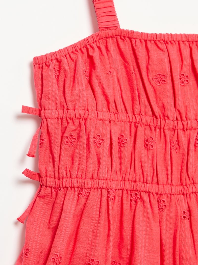 Jurk met smalle bandjes en all-over geborduurde motieven Rood - Kiabi