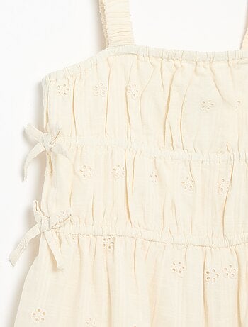 Jurk met smalle bandjes en all-over geborduurde motieven