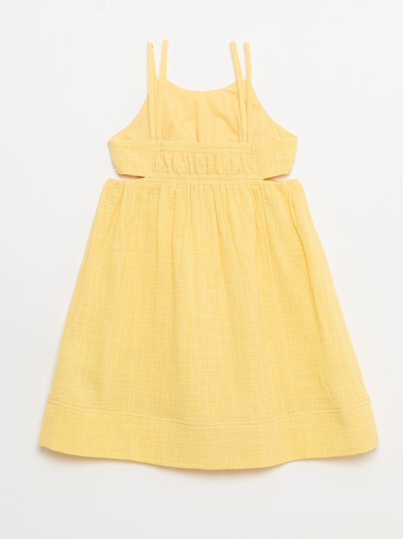 Jurk met smalle niet-verstelbare schouderbandjes en zijsplitten Geel - Kiabi