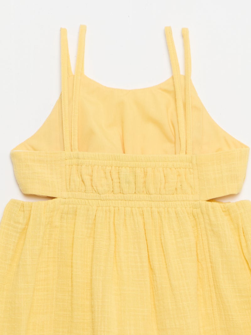 Jurk met smalle niet-verstelbare schouderbandjes en zijsplitten Geel - Kiabi