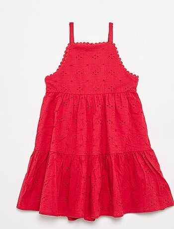 Jurk met spaghettibandjes en broderie anglaise