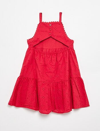 Jurk met spaghettibandjes en broderie anglaise