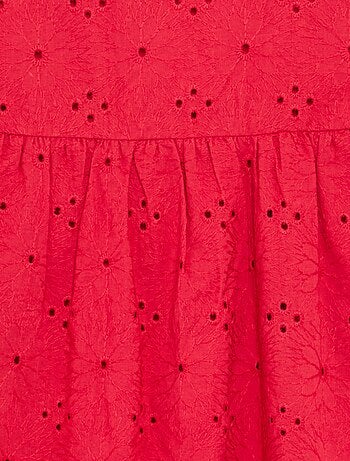 Jurk met spaghettibandjes en broderie anglaise