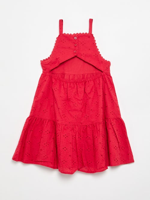 Jurk met spaghettibandjes en broderie anglaise - Kiabi