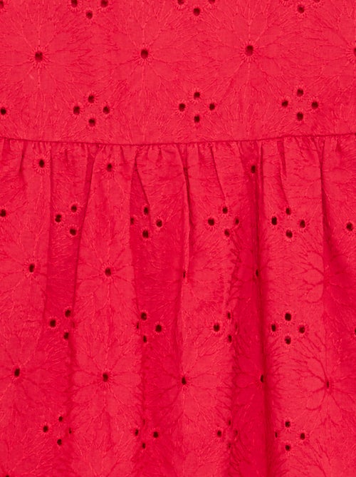 Jurk met spaghettibandjes en broderie anglaise - Kiabi
