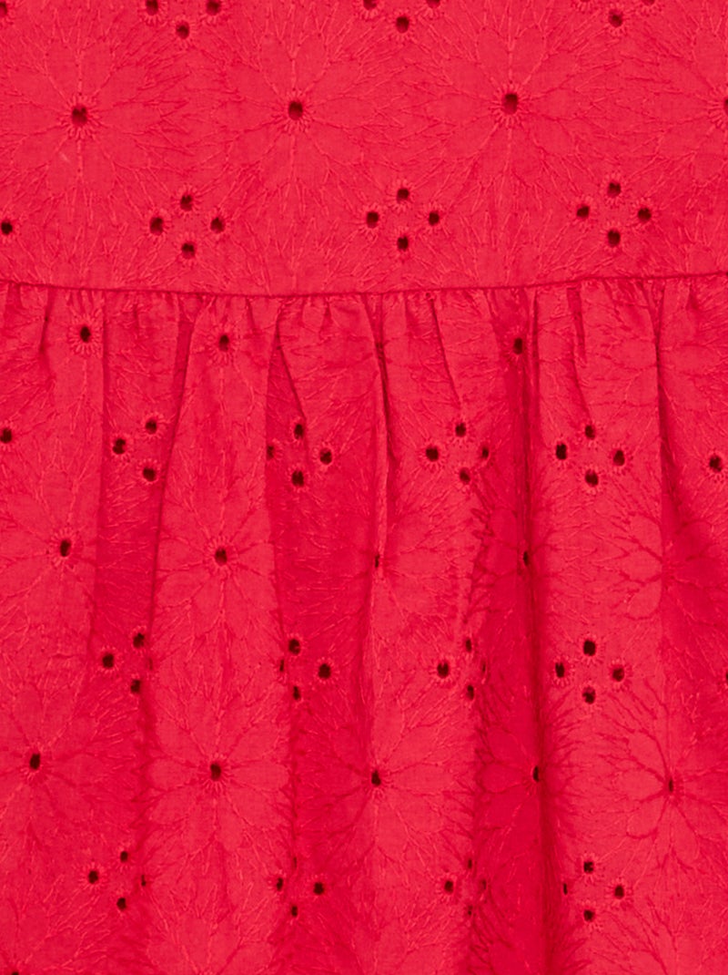 Jurk met spaghettibandjes en broderie anglaise Rood - Kiabi