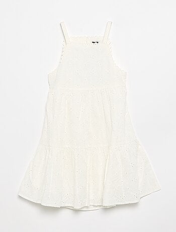 Jurk met spaghettibandjes en broderie anglaise