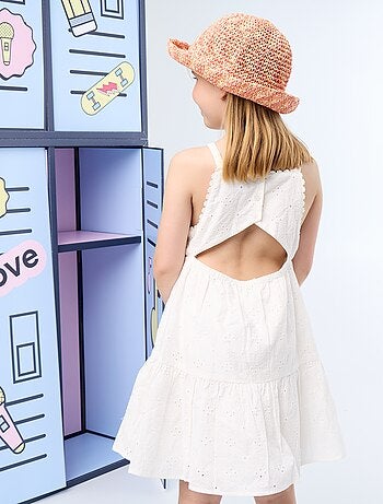 Jurk met spaghettibandjes en broderie anglaise