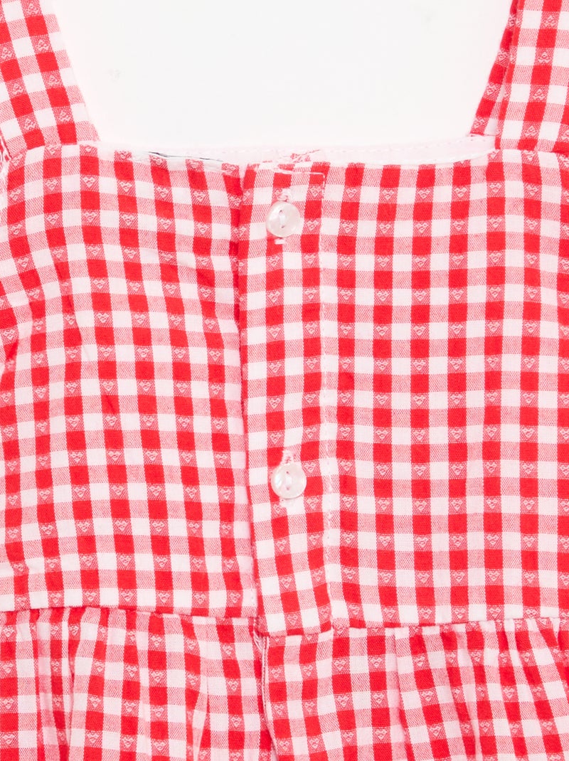 Jurk met vichyprint en lagen Rood - Kiabi
