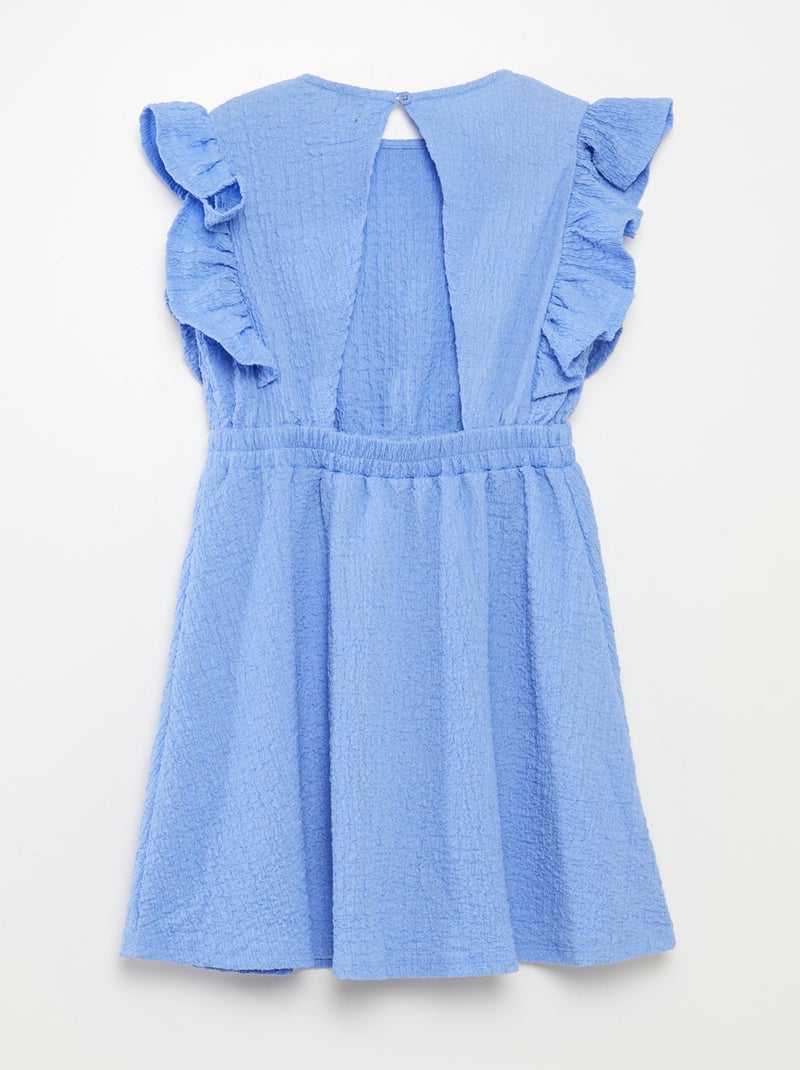 Jurk met wafeltextuur en volants BLAUW - Kiabi