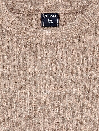 Jurk van geribd tricot met lange mouwen