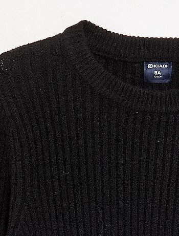 Jurk van geribd tricot met lange mouwen