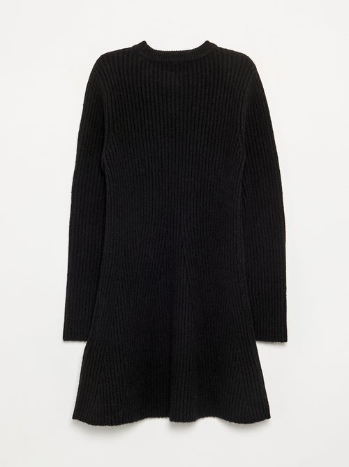 Jurk van geribd tricot met lange mouwen - Kiabi