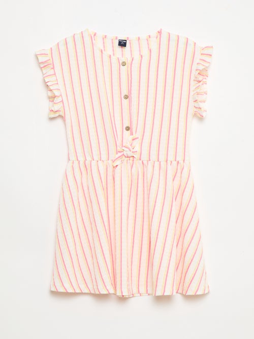 Jurk van gewafelde jerseytricot met knoopsluiting aan de voorkant - Kiabi