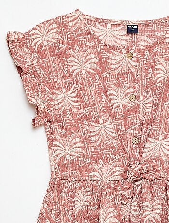 Jurk van gewafelde jerseytricot met knoopsluiting aan de voorkant