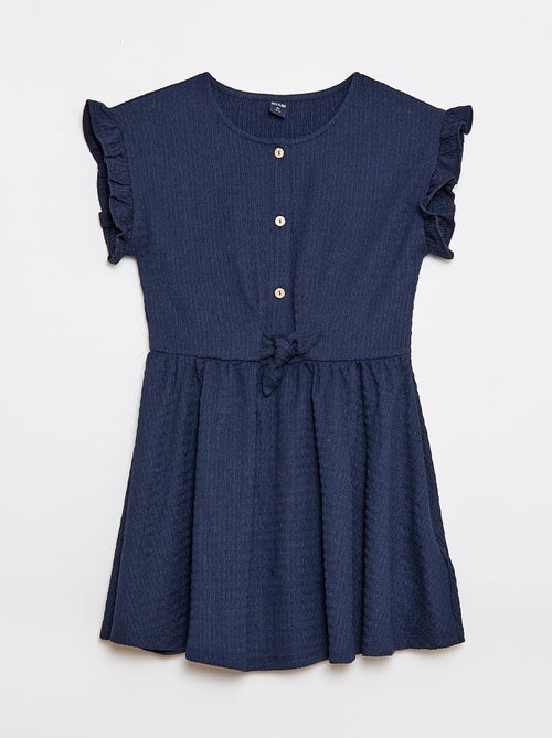 Jurk van gewafelde jerseytricot met knoopsluiting aan de voorkant - Kiabi