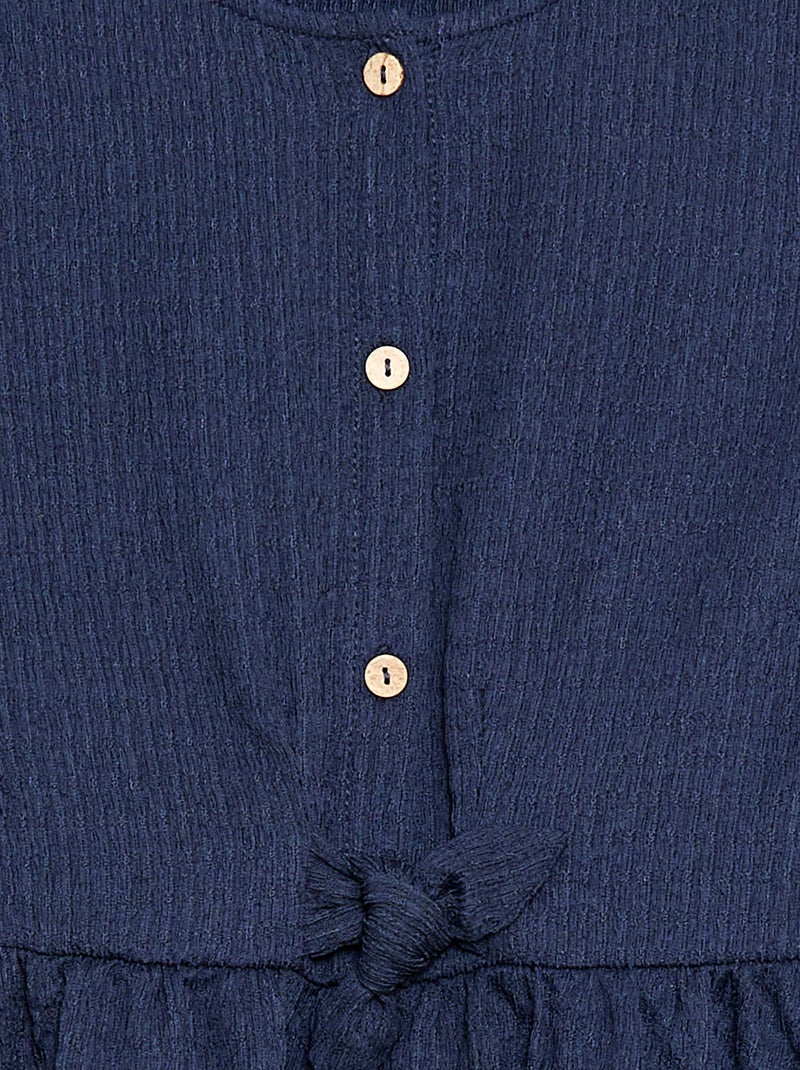 Jurk van gewafelde jerseytricot met knoopsluiting aan de voorkant Zwart - Kiabi