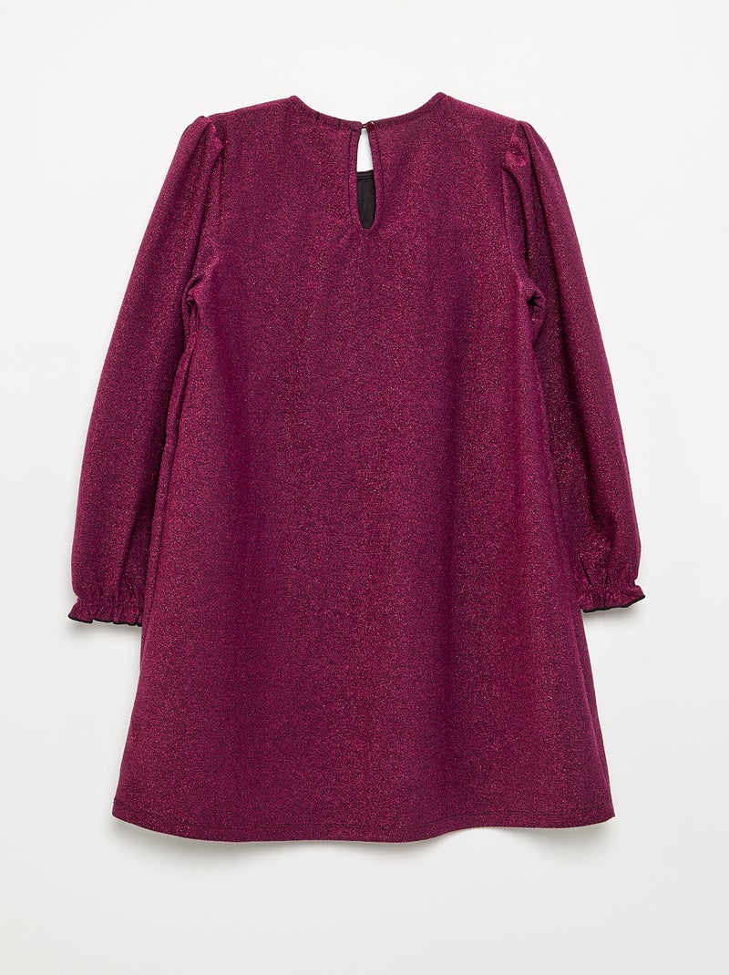 Jurk van glanzend breisel met fantasie strikken Rood - Kiabi